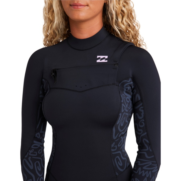 2026 Billabong Womens Synergy Natural 2/2mm Chest Zip Long Sleeve Springsuit Wetsuit 24BW191508 - Black Fade